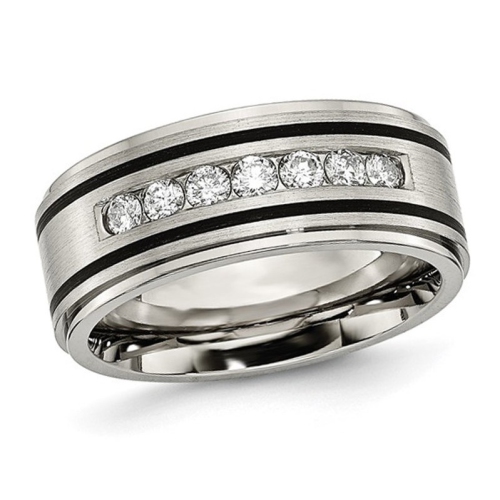 GEM AND HARMONY  Mens 1/2 Carat (Ctw) Diamond Titanium 9MM Band Ring In Multicolor