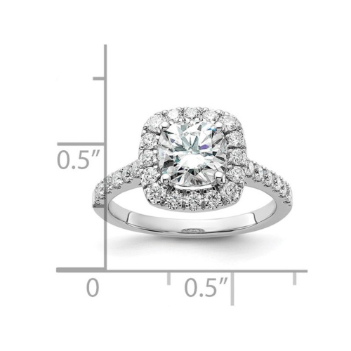 2.00 Carat Cushion-Cut Synthetic Moissanite Halo Engagement Ring in 14K White Gold