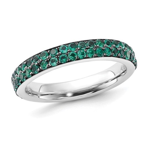 GEM AND HARMONY  1.20 Carat (Ctw) Leb-Created Emerald Eternity Band Ring In Sterling In Silver