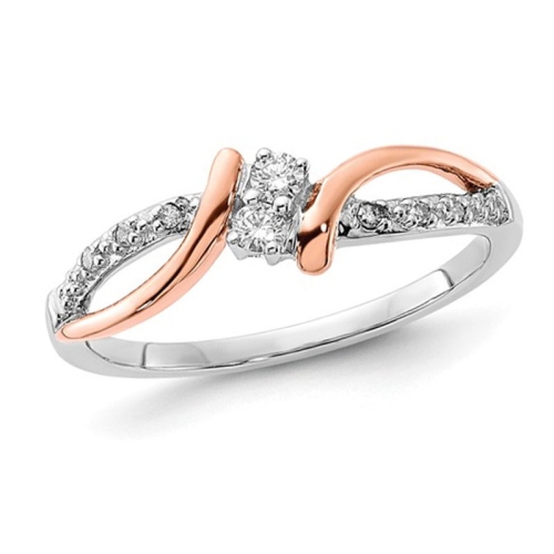 GEM AND HARMONY  1/10 Carat (Ctw) Diamond Promise Ring In 10K Gold (Size 7) In White