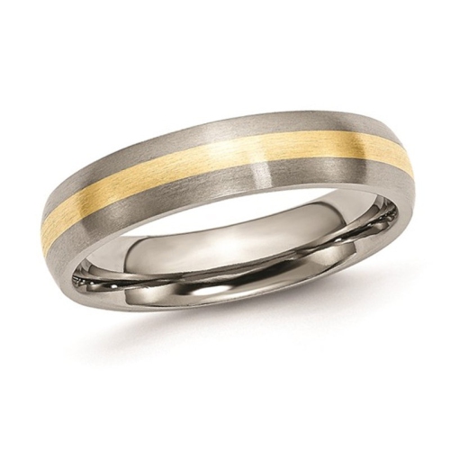 GEM AND HARMONY  Mens Or Ladies Titanium 5MM Plated Wedding Band Ring In Yellow
