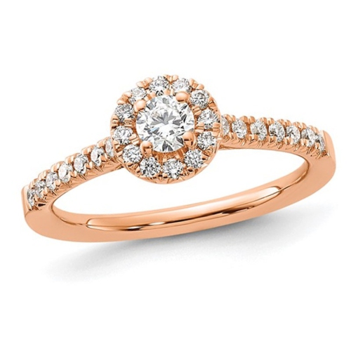 GEM AND HARMONY  1/2 Carat (Ctw G+, Si1-Si2) Lab Grown Diamond Engagement Halo Ring In 14K Rose In Gold