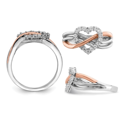 Sterling Silver Heart Ring with Cubic Zirconias