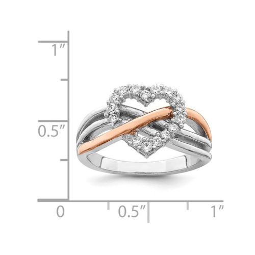 Sterling Silver Heart Ring with Cubic Zirconias