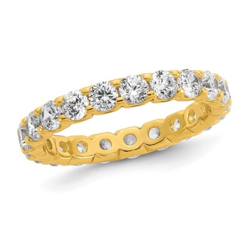 GEM AND HARMONY  Plated Sterling Silver Eternity Band Ring With Cubic Zirconia (Cz)S (3Mm) In Gold