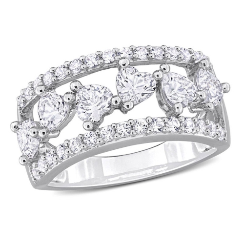 GEM AND HARMONY  2.22 Carat (Ctw) Lab-Created Sapphire Anniversary Band Ring In Sterling Silver In White