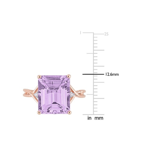 5.91 Carat Emerald Cut Rose De France Ring in Rose Sterling Silver