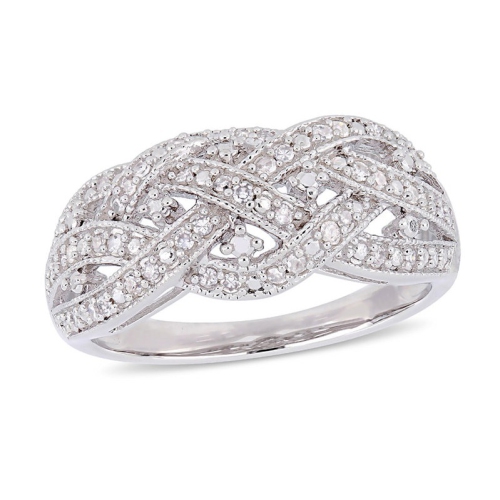 GEM AND HARMONY  1/4 Carat (Ctw) Diamond Entwined Ring In Sterling In Silver