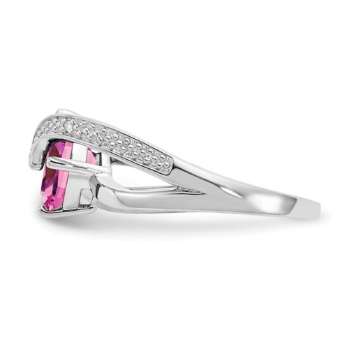 Bague en argent sterling avec saphir rose synthétique en laboratoire 1.80&nbsp;carat