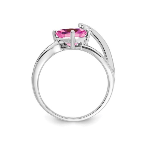 Bague en argent sterling avec saphir rose synthétique en laboratoire 1.80&nbsp;carat