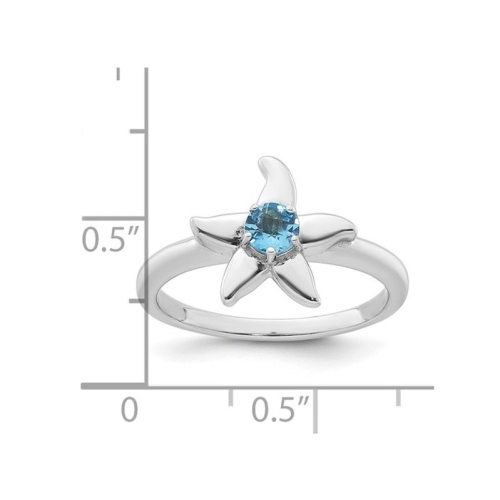 1/4 Carat Blue Topaz Starfish Ring in Sterling Silver