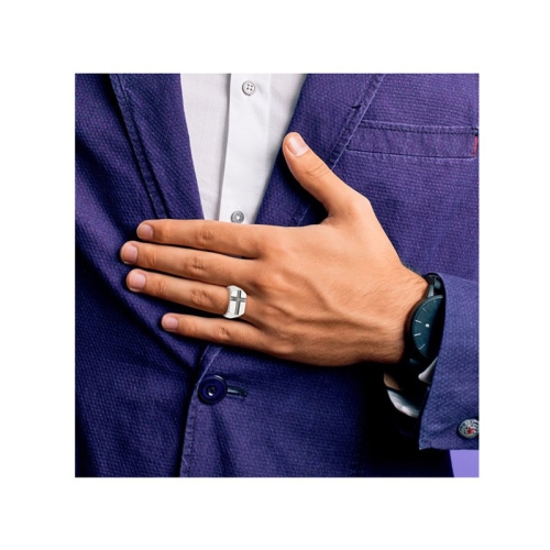 Mens Sterling Silver Antiqued Cross Ring