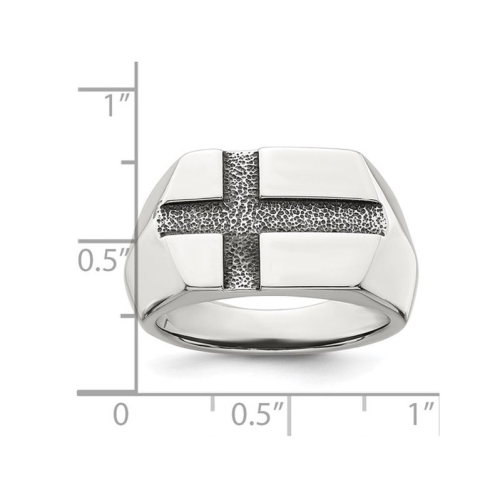 Mens Sterling Silver Antiqued Cross Ring