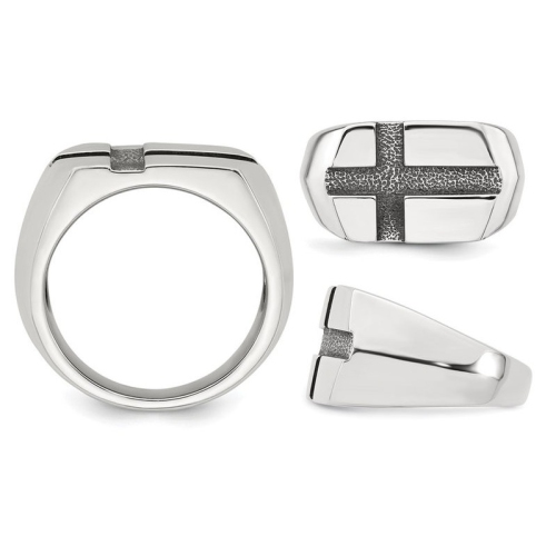 Mens Sterling Silver Antiqued Cross Ring