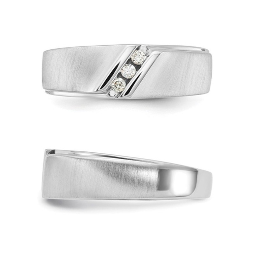Mens 10K White Gold Ring with 1/10 Carat Diamonds