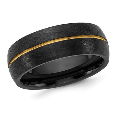 GEM AND HARMONY  Mens Ceramic Scratched Wedding Band Ring (8.0Mm) In Black