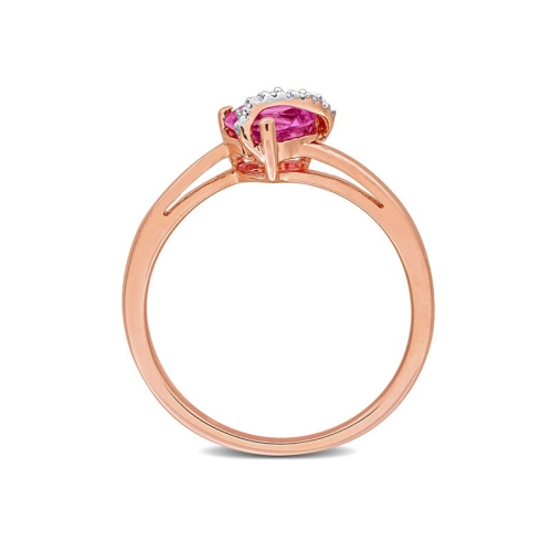 1.00 Carat Lab-Created Pink Sapphire Heart Ring in Rose Sterling Silver