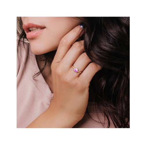 1.00 Carat Lab-Created Pink Sapphire Heart Ring in Rose Sterling Silver