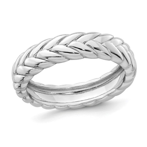 GEM AND HARMONY  Sterling Polished Braided Ring Band (5.00MM Thick) In Silver