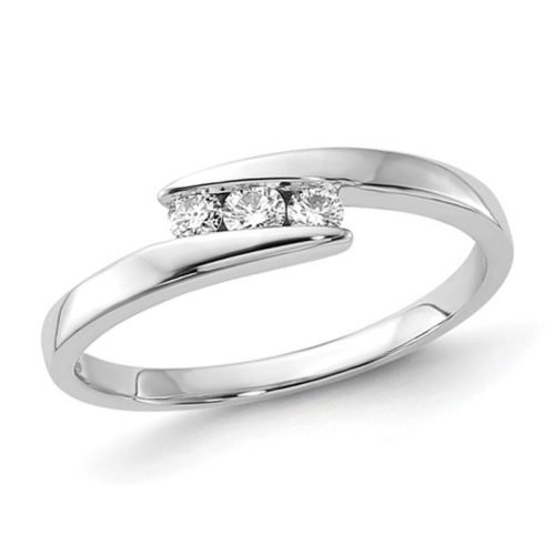 GEM AND HARMONY  1/8 Carat (Ctw) Diamond Bypass Ring In 10K Gold In White