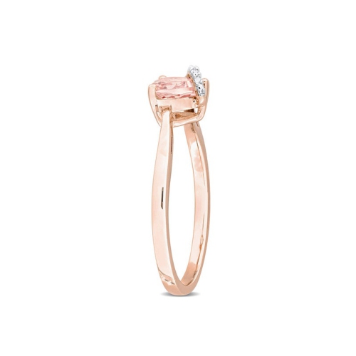 3/5 Carat Morganite Heart Promise Ring with Accent Diamonds in Rose Plated Sterling Silver