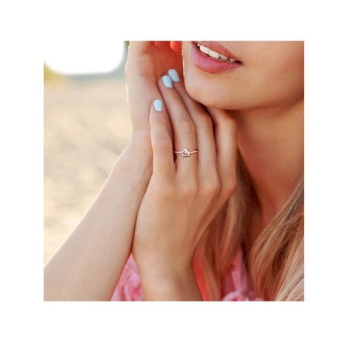 3/5 Carat Morganite Heart Promise Ring with Accent Diamonds in Rose Plated Sterling Silver