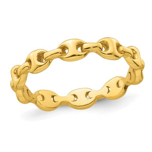 Ladies Yellow Plated Sterling Silver Mariner Link Band Ring