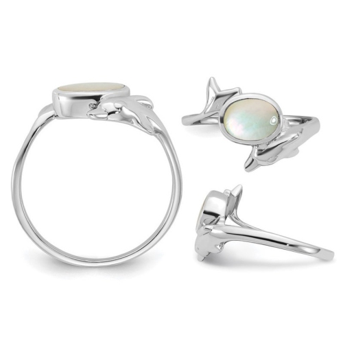 Bague dauphin en nacre en argent sterling poli