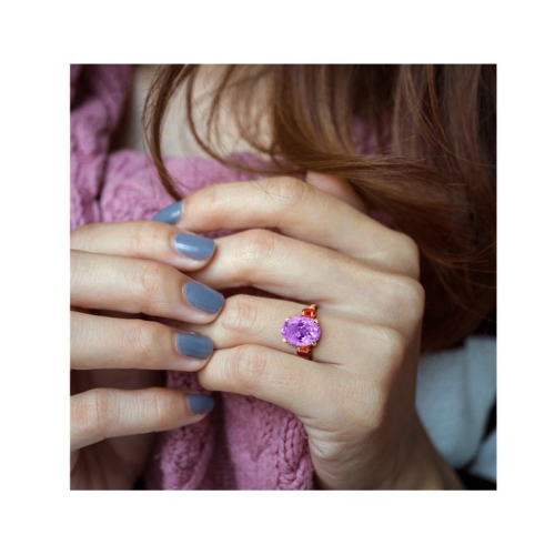 Bague 6.00&nbsp;carat, améthyste et citrine orange Madère, argent sterling plaqué jaune