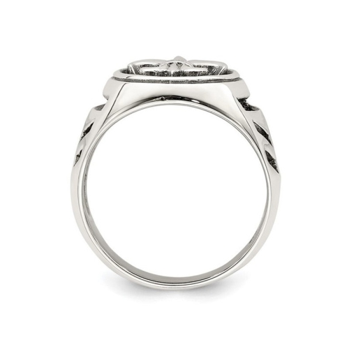 Mens Fleur De Lis Ring in Antiqued Sterling Silver