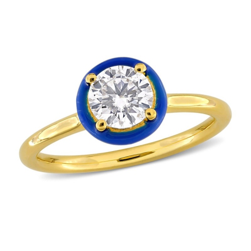 GEM AND HARMONY  7/10 Carat (Ctw) Lab-Created Solitaire Moissanite Engagement Ring In Sterling Silver In Yellow