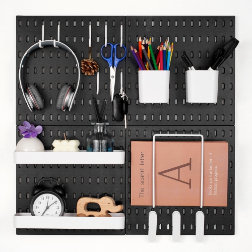VEVOR 11" x 11" Pegboard Combination Kit, Plastic Pegboard, 4 Panels, Peg Board Wall Organizer Kit with Accessories, for Garage Tool Storage Kitchen
