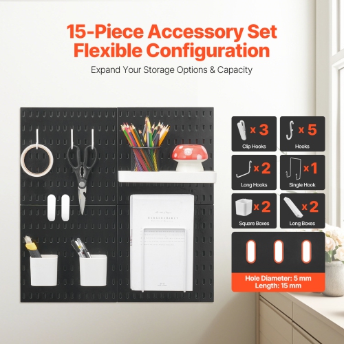 VEVOR 11" x 11" Pegboard Combination Kit, Plastic Pegboard, 4 Panels, Peg Board Wall Organizer Kit with Accessories, for Garage Tool Storage Kitchen