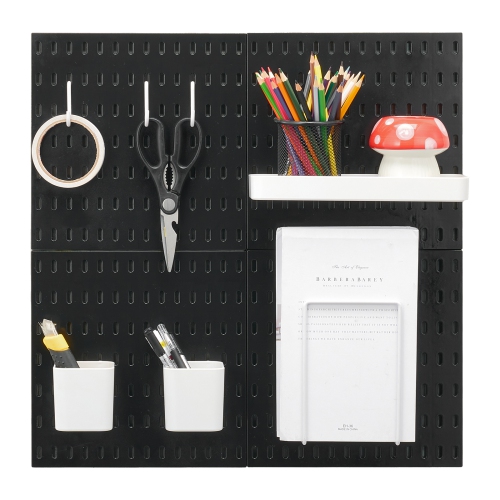 VEVOR 11" x 11" Pegboard Combination Kit, Plastic Pegboard, 4 Panels, Peg Board Wall Organizer Kit with Accessories, for Garage Tool Storage Kitchen
