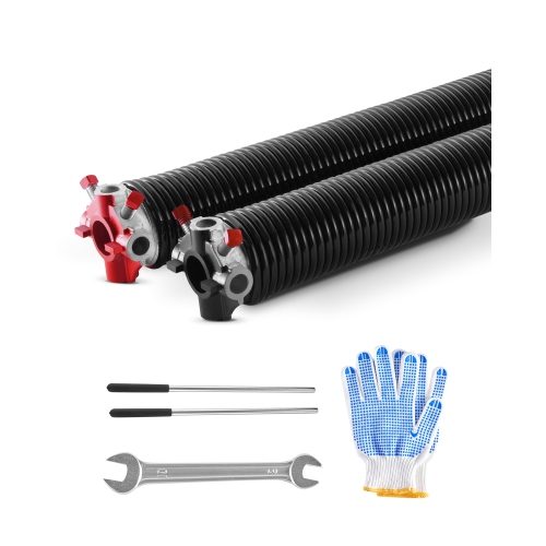 VEVOR  0.25 X 2 X 32 In Garage Door Torsion Springs, 16000 Cycles, Electrophoresis Coated for Replacement, Springs w Non-Slip Winding Bars, Gloves