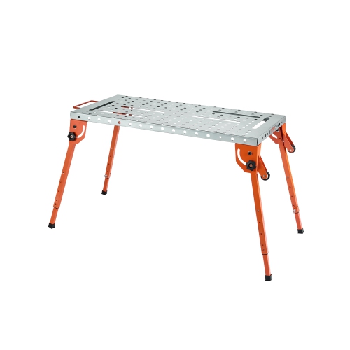 VEVOR 44" x 21" Foldable Welding Table, 500LBS Capacity Welding Workbench with 4-Level Adjustable Height,Carbon Steel Work Bench with 6 Tool Slots &