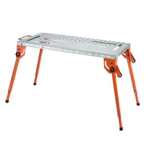 VEVOR 44" x 21" Foldable Welding Table, 500LBS Capacity Welding Workbench with 4-Level Adjustable Height,Carbon Steel Work Bench with 6 Tool Slots &