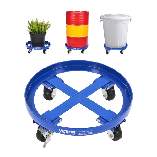 VEVOR 55 Gallon Drum Dolly, 2000 lbs Capacity, Barrel Dolly with Cross Braces and 4 Swivel Caster Wheels, Non Tipping Hand Truck Capacity Dollies for