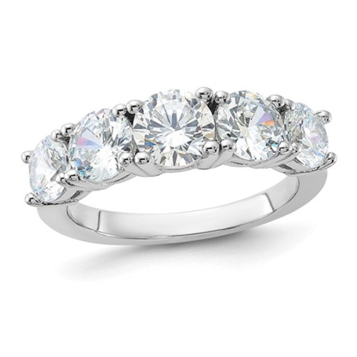 GEM AND HARMONY  Sterling Five Stone Band Ring With Cubic Zirconia (Cz)S In Silver