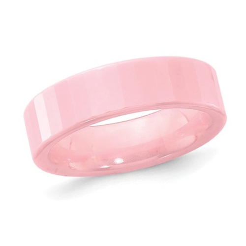GEM AND HARMONY  Ceramic Polished Flat Band Band Ring 6MM In Pink