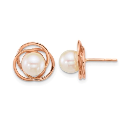 GEM AND HARMONY  South Sea Saltwater Cultured Pearl (6-7Mm) Earrings In 14K Rose In Gold