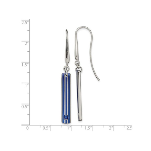 Titanium Dangle Groove Earrings with Blue Sapphires