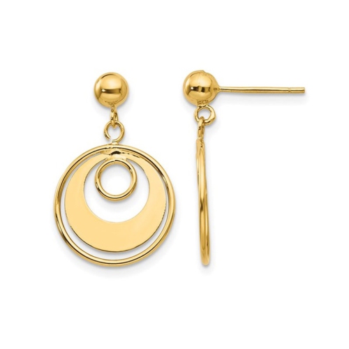 GEM AND HARMONY  14K Gold Circle Dangle Earrings In Yellow