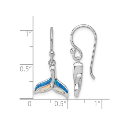 Boucles d'oreilles en fil métallique à queue de baleine en argent sterling avec opales synthétiques en laboratoire