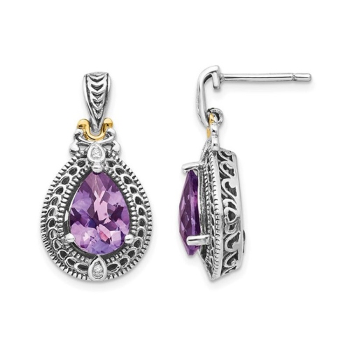 GEM AND HARMONY  3.06 Carat (Ctw) Amethyst Drop Dangle Earrings In Sterling In Silver