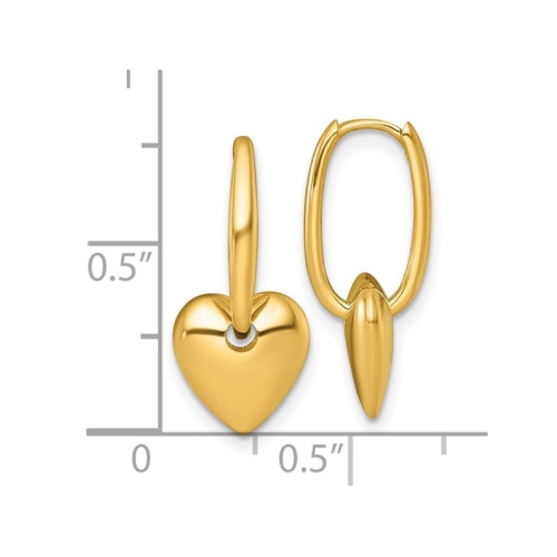 14K Yellow Gold Puffed Heart Hoop Earrings