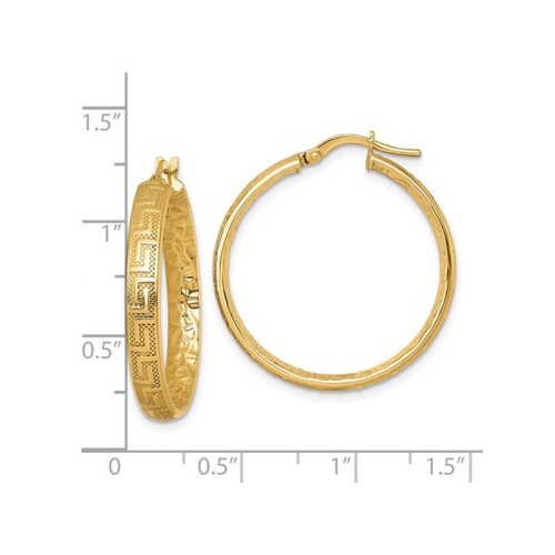 Greek Key Hoop Earrings in 14K Yellow Gold
