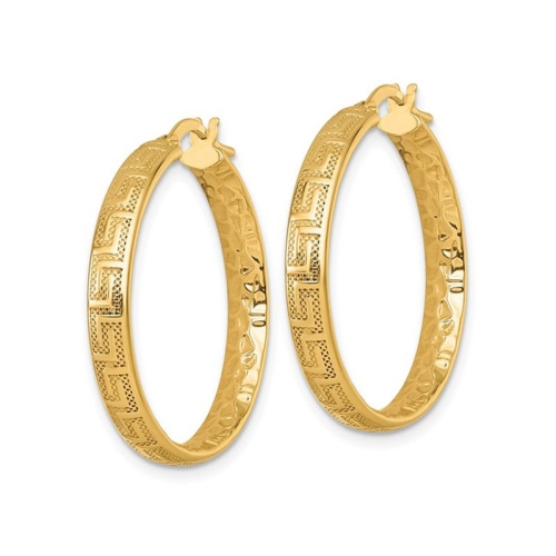 Greek Key Hoop Earrings in 14K Yellow Gold