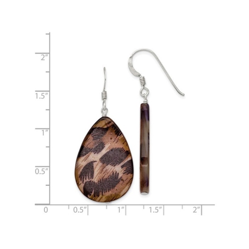 Brown Mother of Pearl Drop Earrings in Sterling Silver