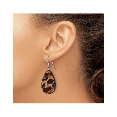 Brown Mother of Pearl Drop Earrings in Sterling Silver